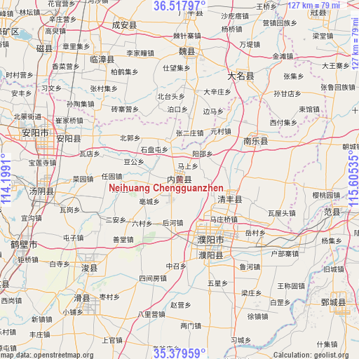 Neihuang Chengguanzhen on map