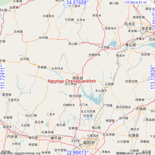 Nanzhao Chengguanzhen on map