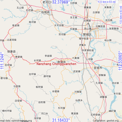 Nanzhang Chengguanzhen on map