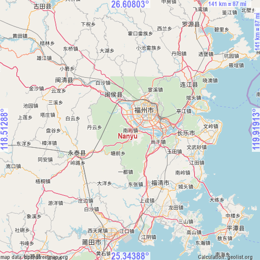 Nanyu on map