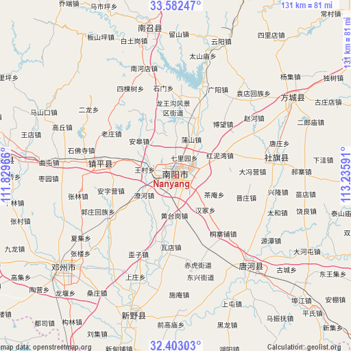 Nanyang on map