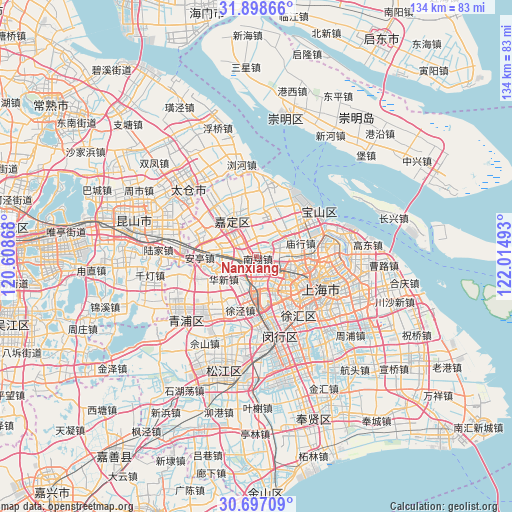 Nanxiang on map