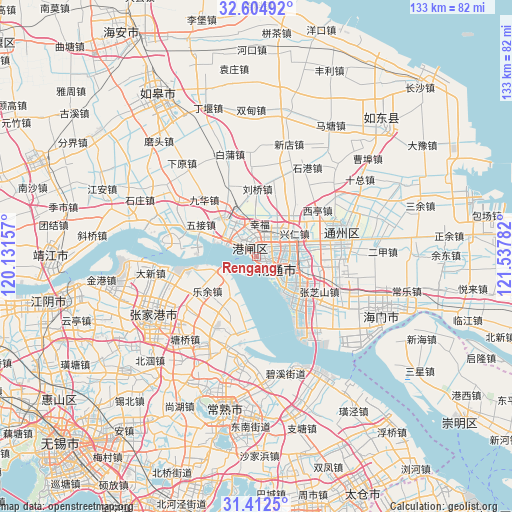 Rengang on map