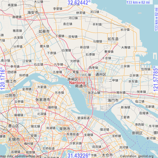 Nantong on map