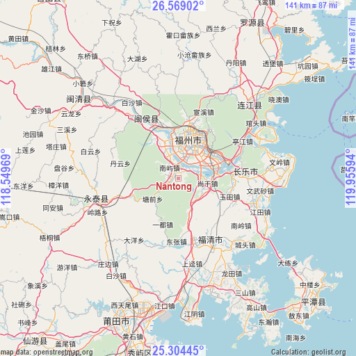 Nantong on map