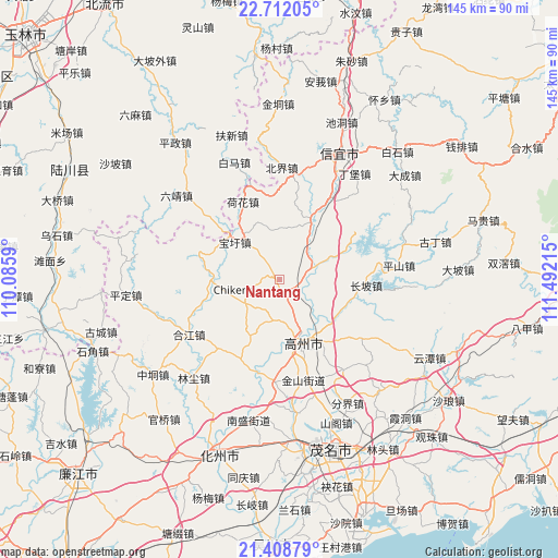 Nantang on map