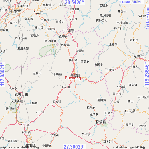 Pucheng on map