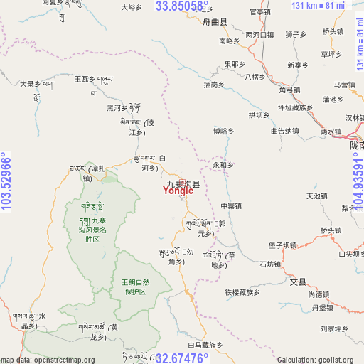 Yongle on map