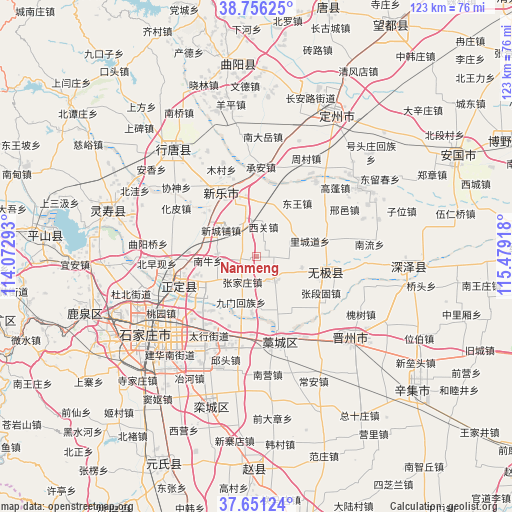 Nanmeng on map