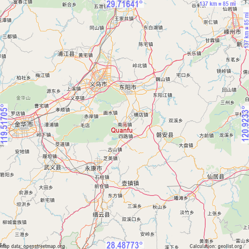 Quanfu on map