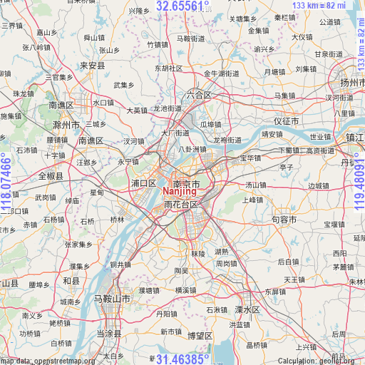 Nanjing on map