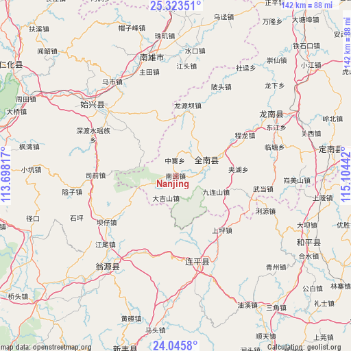 Nanjing on map