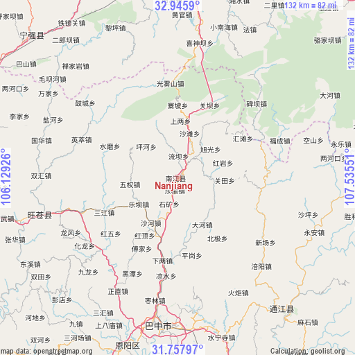 Nanjiang on map