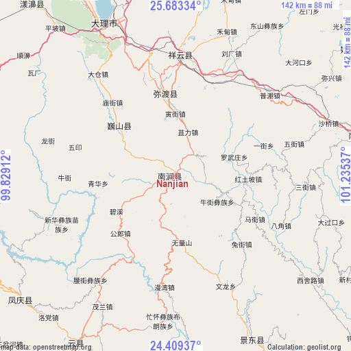 Nanjian on map