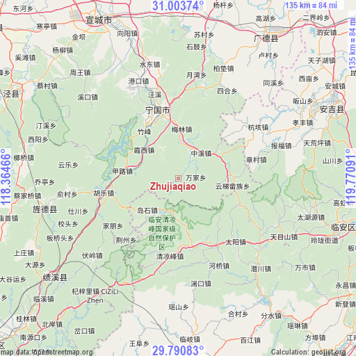 Zhujiaqiao on map