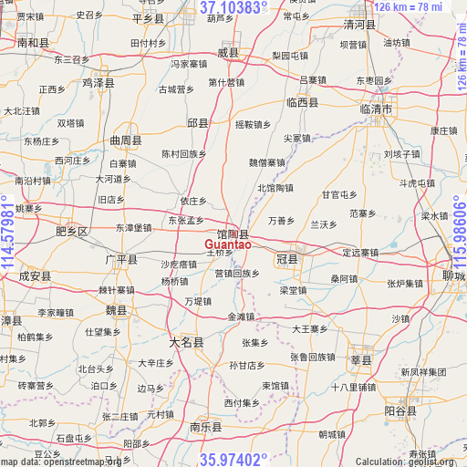 Guantao on map