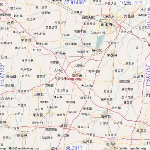 Nangong on map