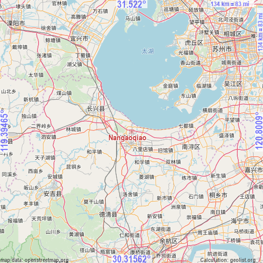 Nangaoqiao on map