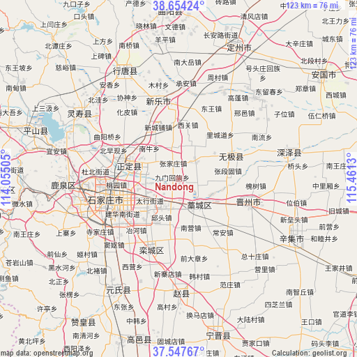 Nandong on map