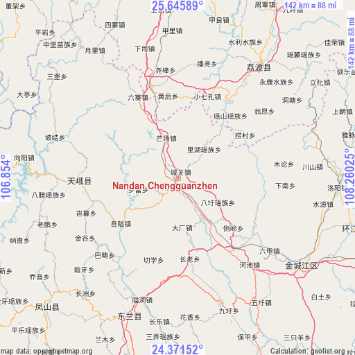 Nandan Chengguanzhen on map