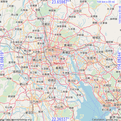 Nancun on map