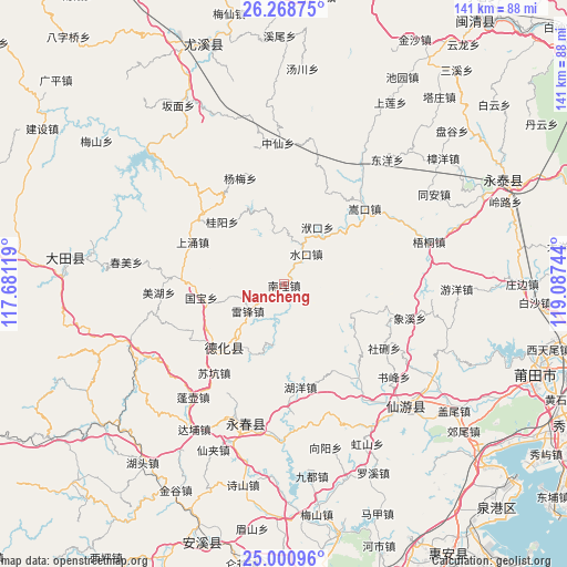 Nancheng on map