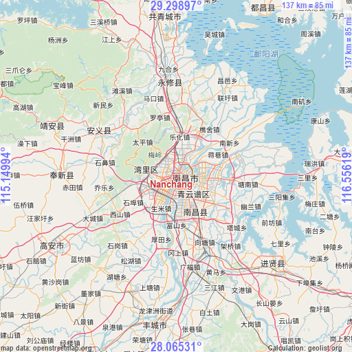 Nanchang on map