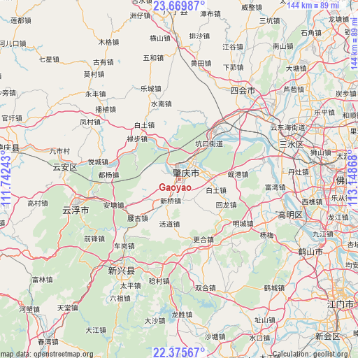 Gaoyao on map