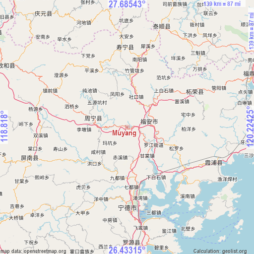Muyang on map