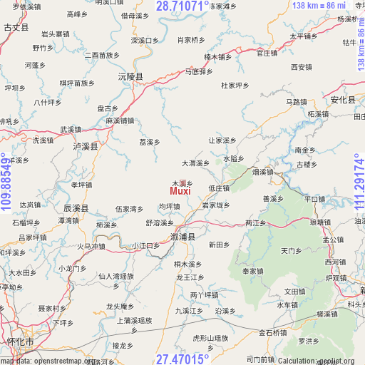 Muxi on map