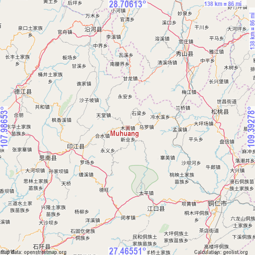 Muhuang on map