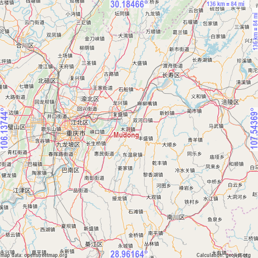 Mudong on map