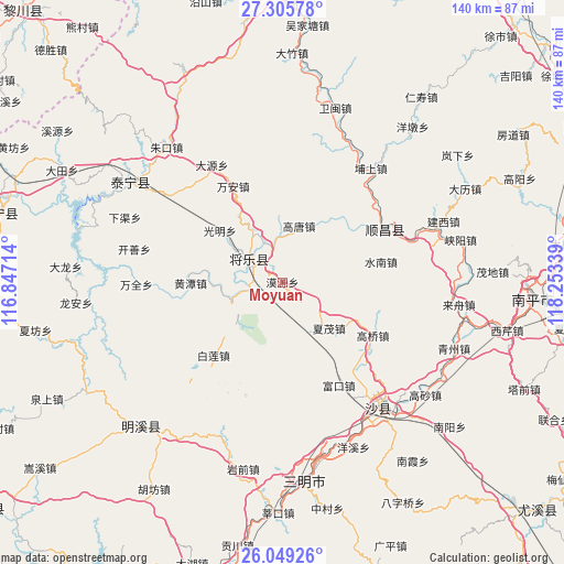 Moyuan on map