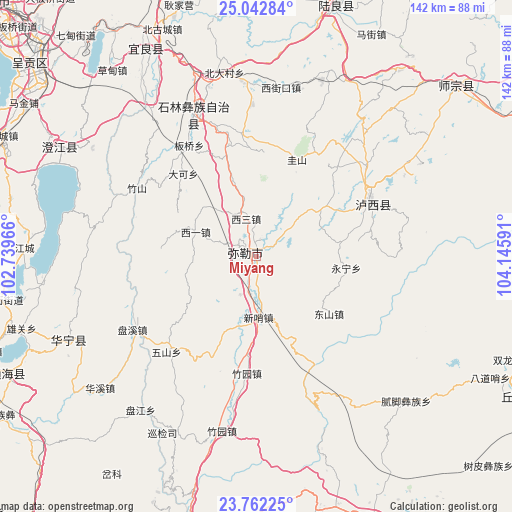 Miyang on map