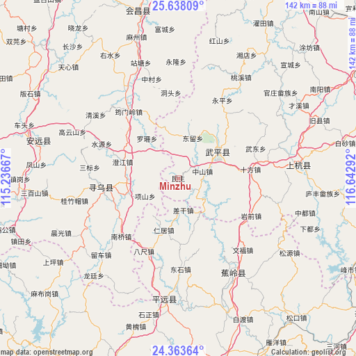 Minzhu on map