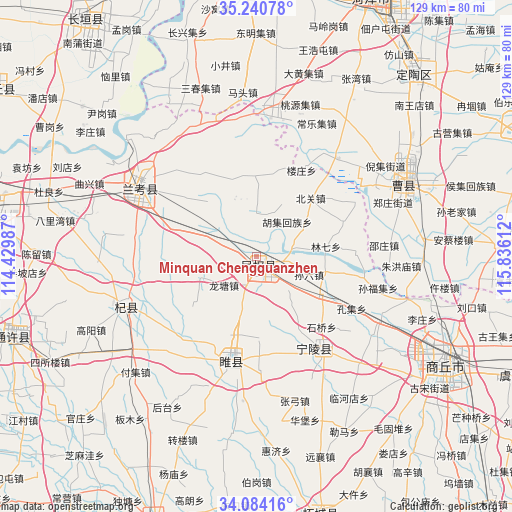 Minquan Chengguanzhen on map