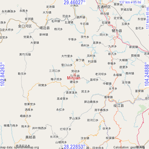 Minjian on map