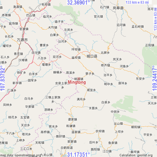 Mingtong on map