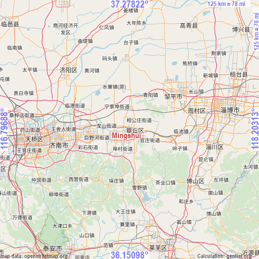 Mingshui on map