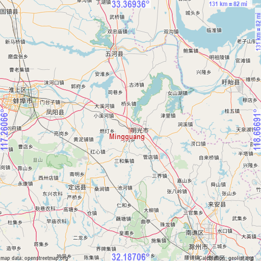 Mingguang on map