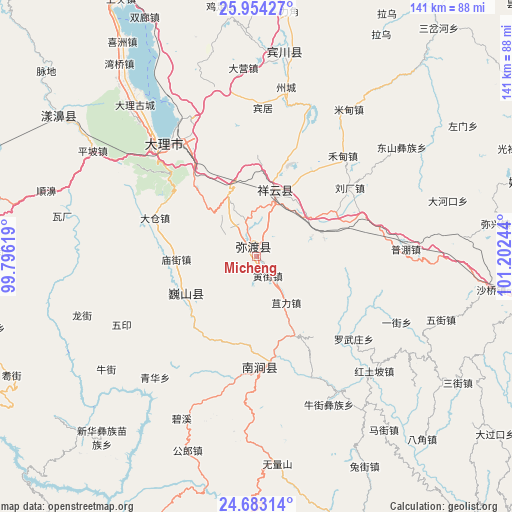 Micheng on map