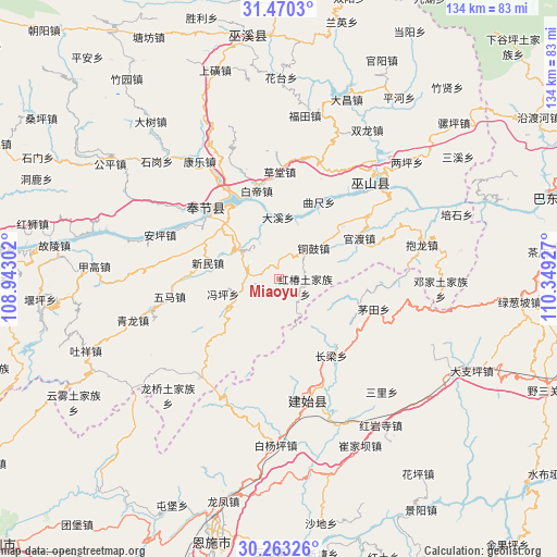 Miaoyu on map