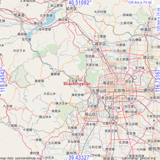 Miaofengshan on map