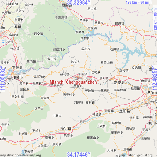 Mianchi Chengguanzhen on map