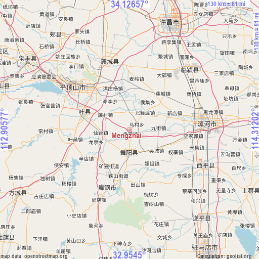 Mengzhai on map