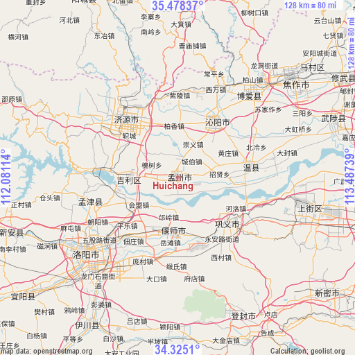 Huichang on map