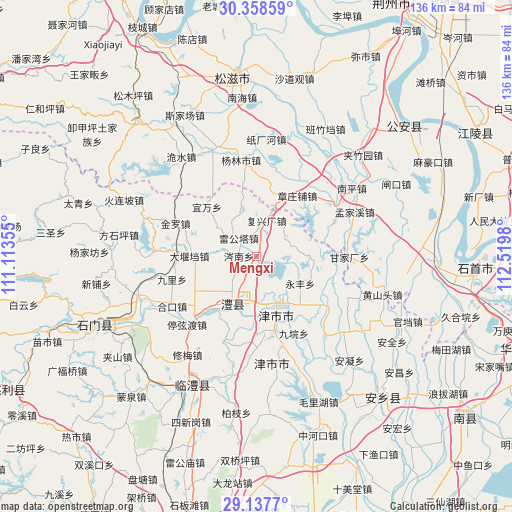 Mengxi on map