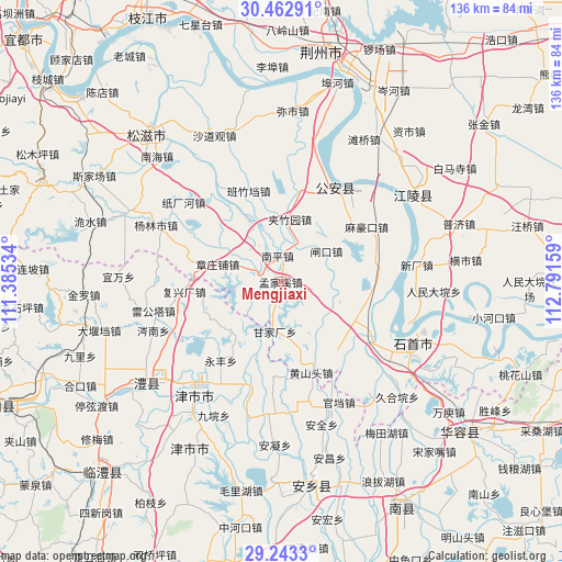 Mengjiaxi on map