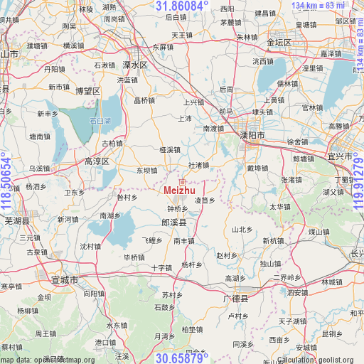 Meizhu on map