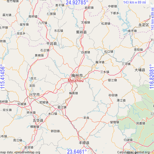 Meizhou on map